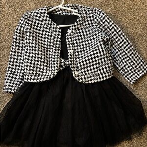 Black and White Houndstooth Dress with Tulle Skirt